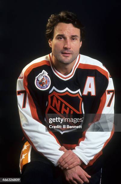 Paul Coffey of the Campbell Conference and the Detroit Red Wings poses for a portrait before the 1993 44th NHL All-Star Game against the Wales...