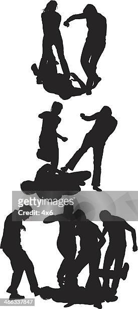 furious people - victim silhouette stock illustrations