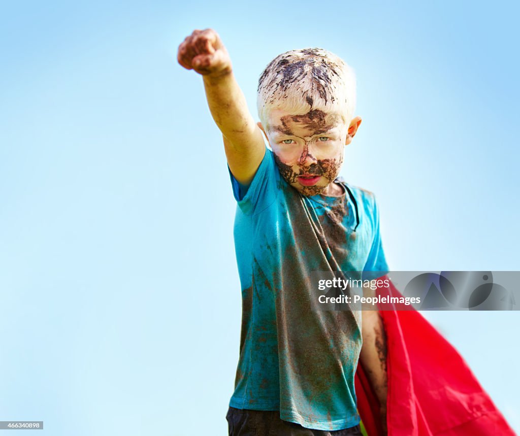 A muddy superhero