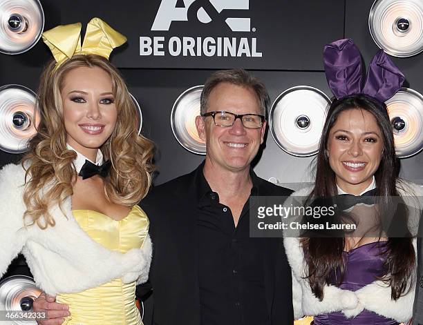 Playboy Playmate Miss September 2011 Tiffany Toth, Playboy CEO Scott Flanders, and Playboy Playmate Miss August 2004 Pilar Lastra attend The Playboy...