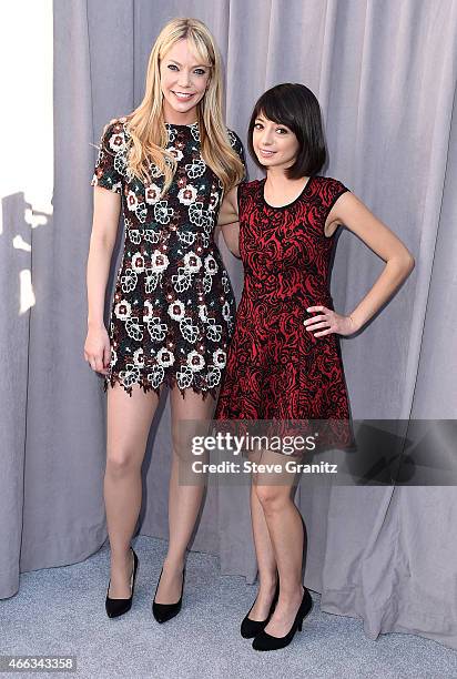 Actresses/comedians Riki Lindhome and Kate Micucci attend The Comedy Central Roast of Justin Bieber at Sony Pictures Studios on March 14, 2015 in Los...