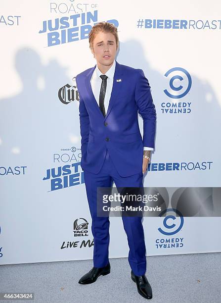 Honoree Justin Bieber attends The Comedy Central Roast of Justin Bieber at Sony Pictures Studios on March 14, 2015 in Los Angeles, California.