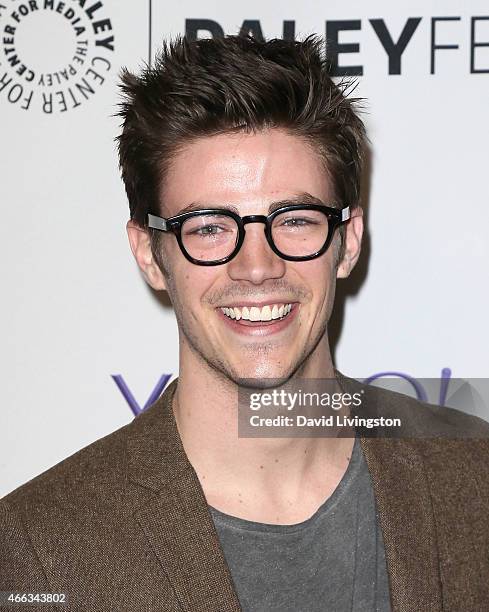 Actor Grant Gustin attends the 'Arrow' & 'The Flash' event at The Paley Center For Media's 32nd Annual PALEYFEST LA at the Dolby Theatre on March 14,...