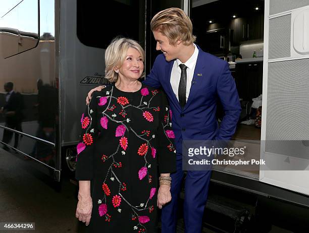 Personality Martha Stewart and honoree Justin Bieber attend The Comedy Central Roast of Justin Bieber at Sony Pictures Studios on March 14, 2015 in...