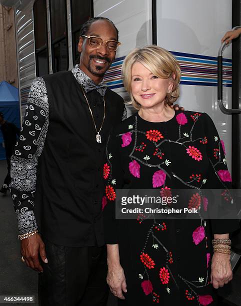 Rapper Snoop Dogg and TV personality Martha Stewart attend The Comedy Central Roast of Justin Bieber at Sony Pictures Studios on March 14, 2015 in...