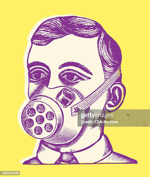 man wearing mask - gas mask stock illustrations