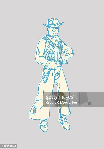ilustrações de stock, clip art, desenhos animados e ícones de cowboy com arma - calça de couro de cowboy