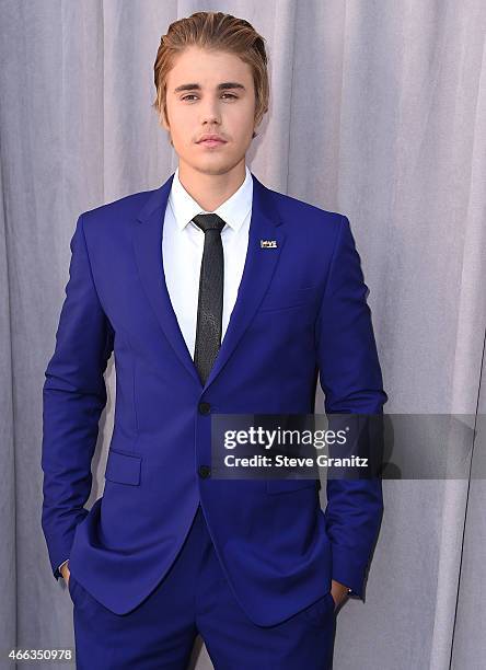 Justin Bieber arrives at the Comedy Central Roast Of Justin Bieber on March 14, 2015 in Los Angeles, California.