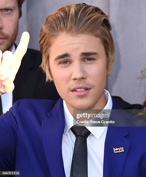 Justin Bieber arrives at the Comedy Central Roast Of Justin Bieber on March 14, 2015 in Los Angeles, California.