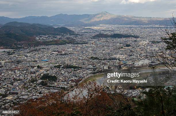 the view from matsuoyama in autumn, kyoto - mount hiei stock pictures, royalty-free photos & images