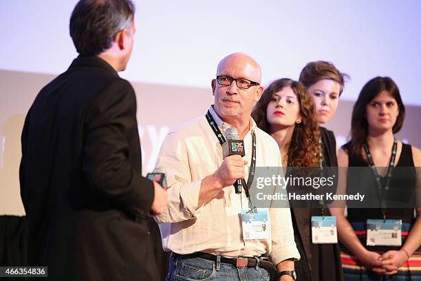 Filmmakers Brian Knappenberger, Alex Gibney, Cara Mones, Alexis Johnson and Erin Barnett attend the premiere of "Steve Jobs: The Man in the Machine"...