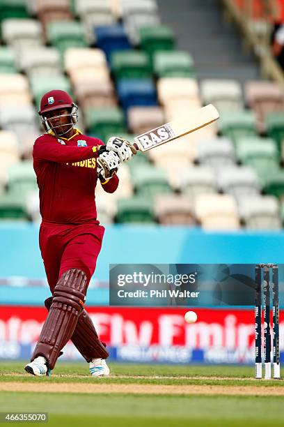 Johnson Charles of the West Indies bats during the 2015 ICC Cricket World Cup match between the West Indies and United Arab Emirates at McLean Park...