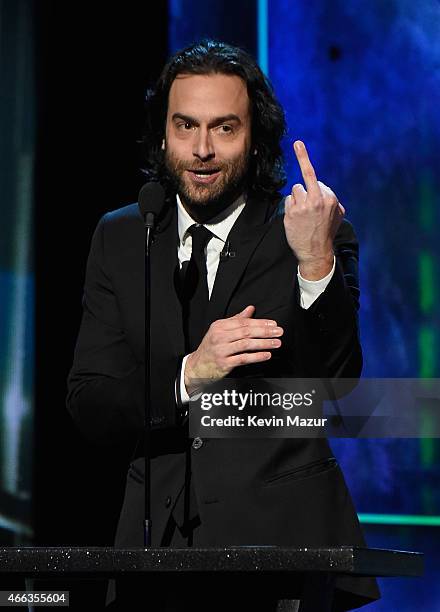 Actor Chris D'Elia speaks onstage at The Comedy Central Roast of Justin Bieber at Sony Pictures Studios on March 14, 2015 in Los Angeles, California....