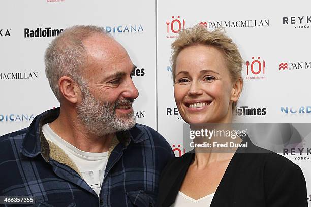 Kim Bodnia and Sofia Helin attend Nordicana 2014 at Old Truman Brewery on February 1, 2014 in London, England.