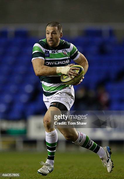 Ian Humphreys of London Irish in action during the LV= Cup Match between London Irish and Scarlets at the Madejski Stadium on February 1, 2014 in...