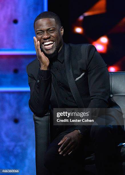 Roast master Kevin Hart attends The Comedy Central Roast of Justin Bieber at Sony Pictures Studios on March 14, 2015 in Los Angeles, California. The...