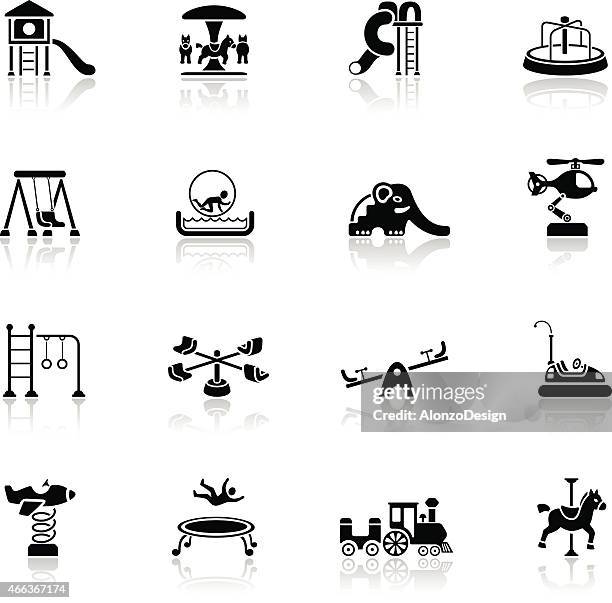 ilustraciones, imágenes clip art, dibujos animados e iconos de stock de conjunto de iconos de juegos - patio de colegio