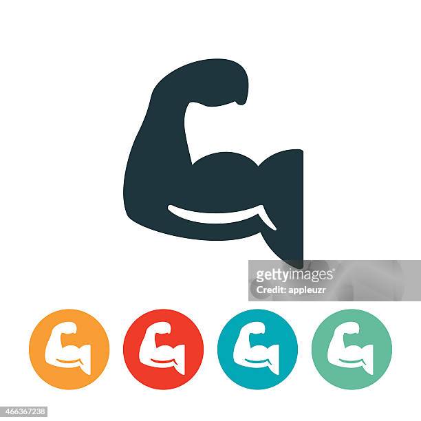 human arm flexing icon - muscular build stock illustrations