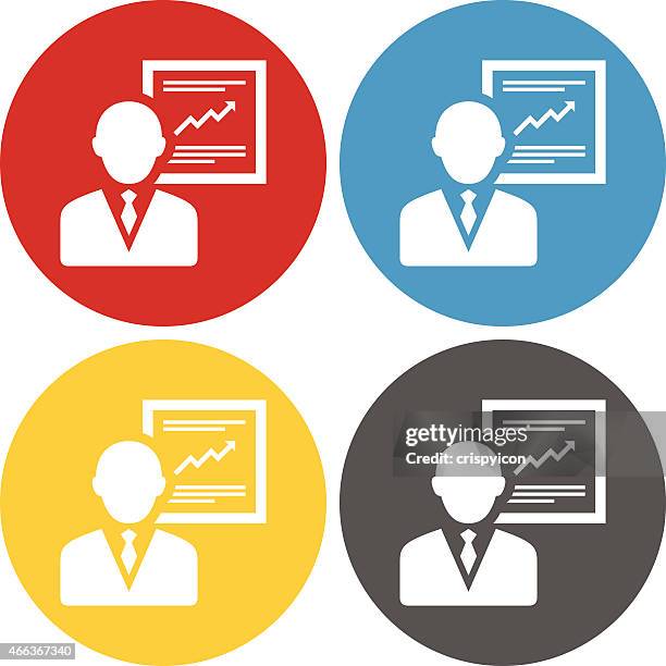 circle series presentation icon - ceo working on computer stock illustrations