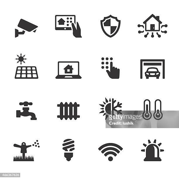 stockillustraties, clipart, cartoons en iconen met soulico icons - automated house - panel solar