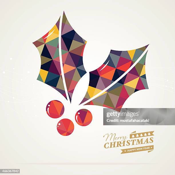 retro christmas berry fruit with text - patterns with rounded squares 1970s blue stock illustrations