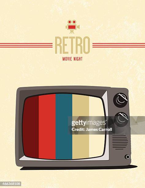stockillustraties, clipart, cartoons en iconen met retro tv movie poster design - fotografische thema's