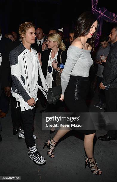 Honoree Justin Bieber and model Kendall Jenner attend the after party for The Comedy Central Roast of Justin Bieber at Sony Pictures Studios on March...