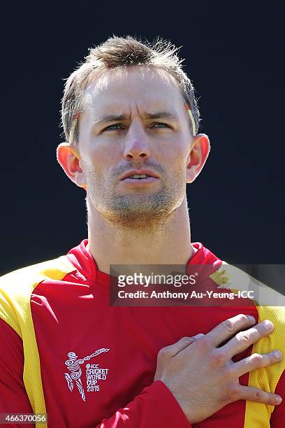 Craig Ervine of Zimbabwe during the 2015 ICC Cricket World Cup match between India and Zimbabwe at Eden Park on March 14, 2015 in Auckland, New...