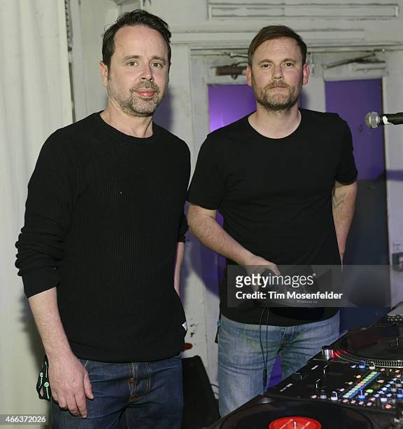 Ben Salisbury and Geoff Barrow attend the SXSW "Ex Machina" Premiere Party at the Swan Dive nightclub on March 15, 2015 in Austin, Texas.