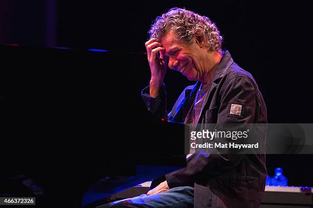 Chick Corea performs on stage opening night of his tour with Herbie Hancock at the Paramount Theatre on March 14, 2015 in Seattle, Washington.