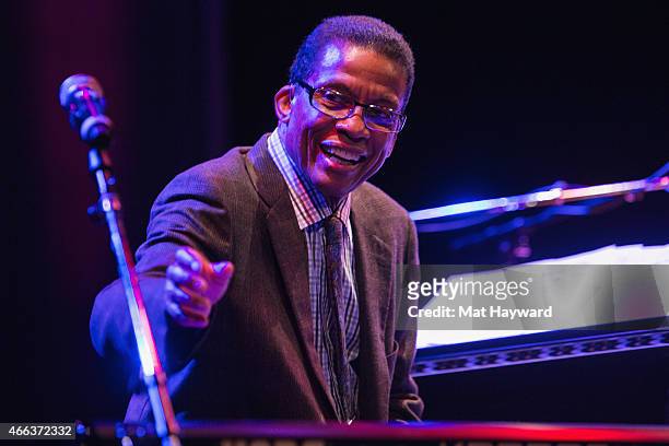 Herbie Hancock performs on stage opening night of his tour with Chick Corea at the Paramount Theatre on March 14, 2015 in Seattle, Washington.