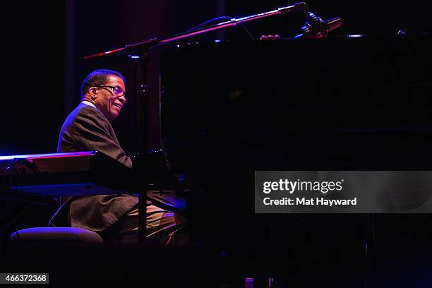 Herbie Hancock performs on stage opening night of his tour with Chick Corea at the Paramount Theatre on March 14, 2015 in Seattle, Washington.