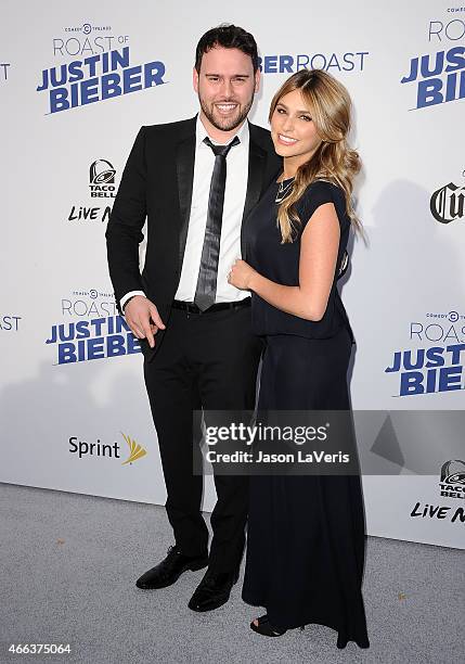 Scooter Braun and wife Yael Cohen Braun attend the Comedy Central Roast Of Justin Bieber on March 14, 2015 in Los Angeles, California.