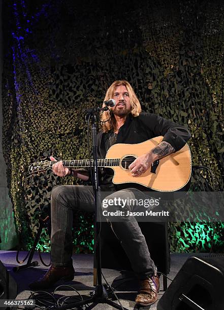 Singer Billy Ray Cyrus performs during the Salute To Heroes service gala to benefit The National Foundation For Military Family Support at The...