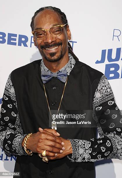 Snoop Dogg attends the Comedy Central Roast Of Justin Bieber on March 14, 2015 in Los Angeles, California.