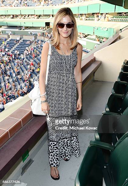 Actress Camilla Belle visits the The Moet and Chandon Suite at the 2015 BNP Paribas Open on March 14, 2015 in Indian Wells, California.