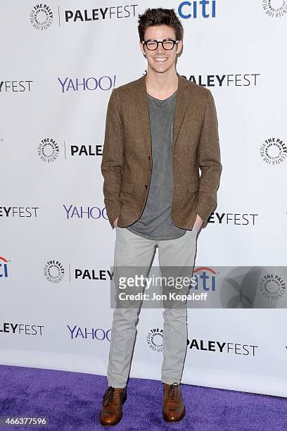 Actor Grant Gustin arrives at The Paley Center For Media's 32nd Annual PALEYFEST LA - "Arrow" And "The Flash" at Dolby Theatre on March 14, 2015 in...