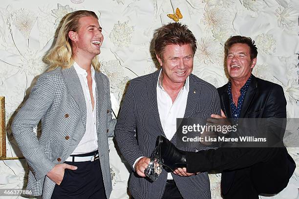 Christian Wilkins, Richard Wilkins and Richard Reid arrive at the Australian premiere of Disney's Cinderella at the State Theatre on March 15, 2015...