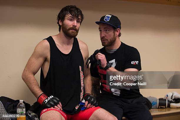Jake Lindsey waits backstage before his fight against Joseph Duffy during UFC 185 at the American Airlines Center on March 14, 2015 in Dallas, Texas.