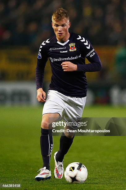 Jeffrey Rijsdijk of Go Ahead Eagles in action during the Dutch Eredivisie match between NAC Breda and Go Ahead Eagles held at the Rat Verlegh Stadion...