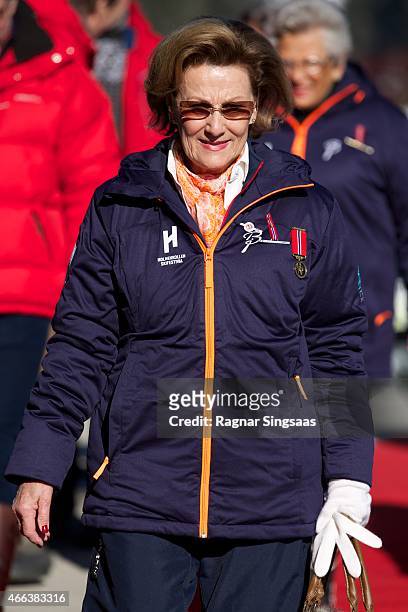 Queen Sonja of Norway attends the FIS Nordic World Cup on March 15, 2015 in Oslo, Norway.