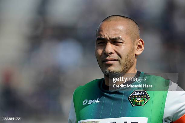 Naohiro Takahara of Sc Sagamihara looks on prior to the J. League 3rd division match between SC Sagamihara v J.League U22 at the Sagamihara Gion...