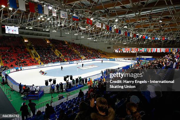 General view of the arena during the Ladies' 1000m Quarterfinals on day three of the ISU World Short Track Speed Skating Championships at the...