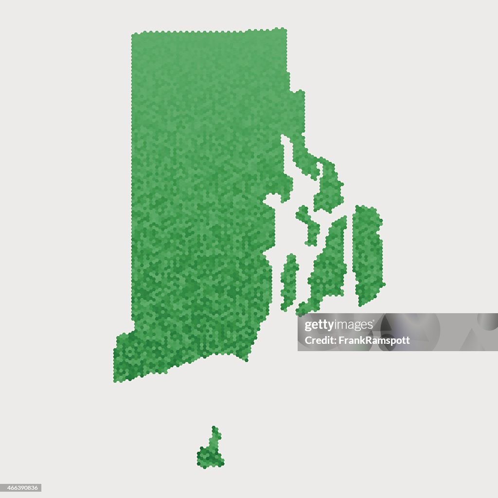 Rhode Island State Map Green Hexagon Pattern High-Res Vector Graphic ...