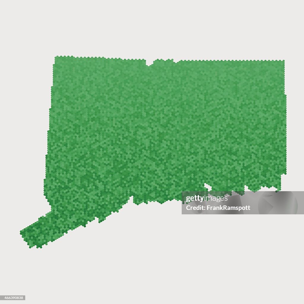 Connecticut State Map Green Hexagon Pattern High-Res Vector Graphic ...