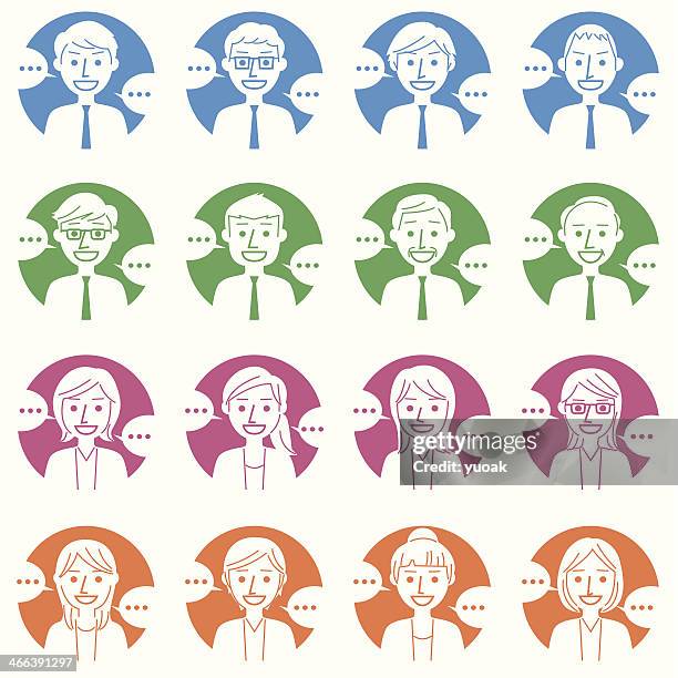 business people talking - multiple languages stock illustrations
