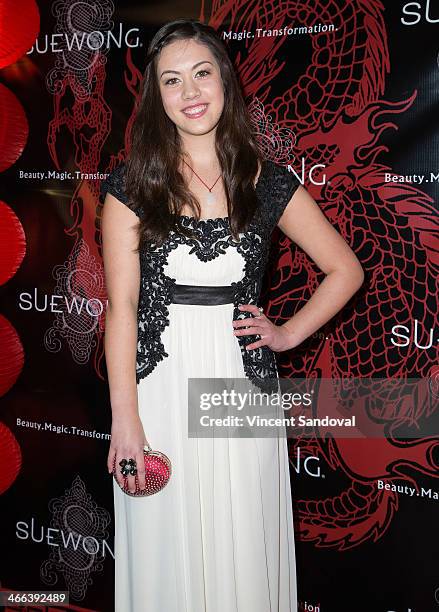 Singer Melissa Lee Diehl attends Sue Wong hosts party celebrating The Chinese New Year - Year of The Horse at The Cedars on January 31, 2014 in Los...