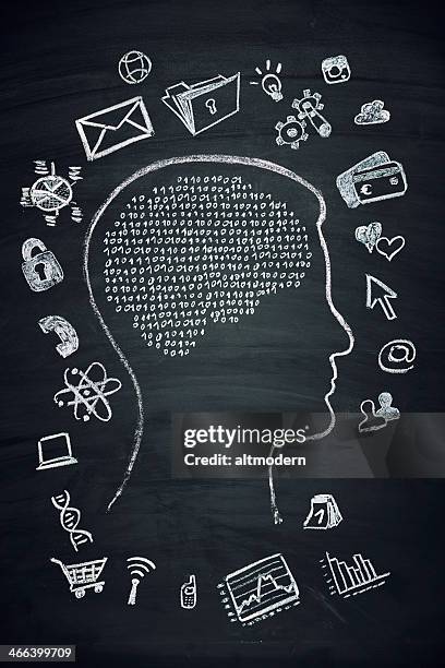 gleichmäßige mann - informationsüberflutung stock-fotos und bilder