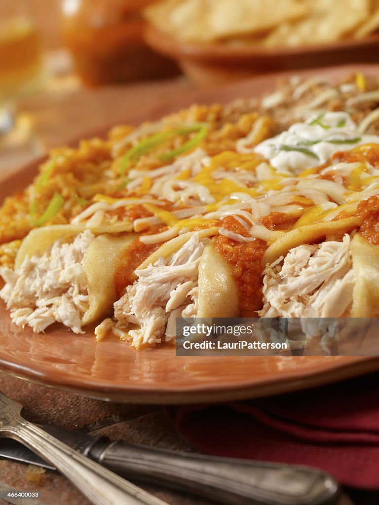 Entomadas or Chicken Enchiladas