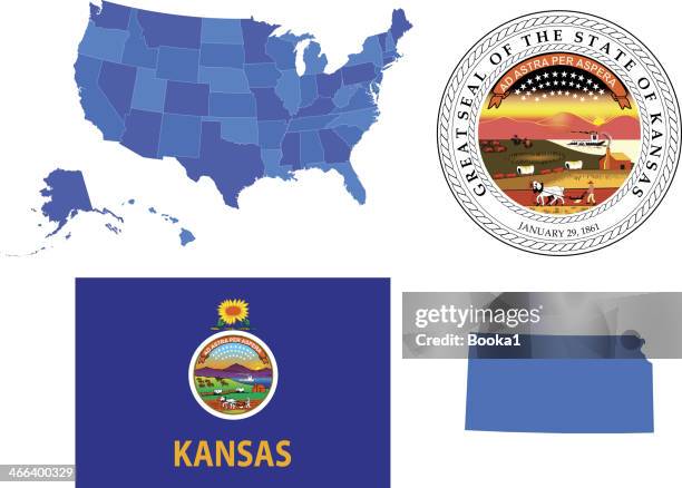 kansas state set - kansas stock-grafiken, -clipart, -cartoons und -symbole